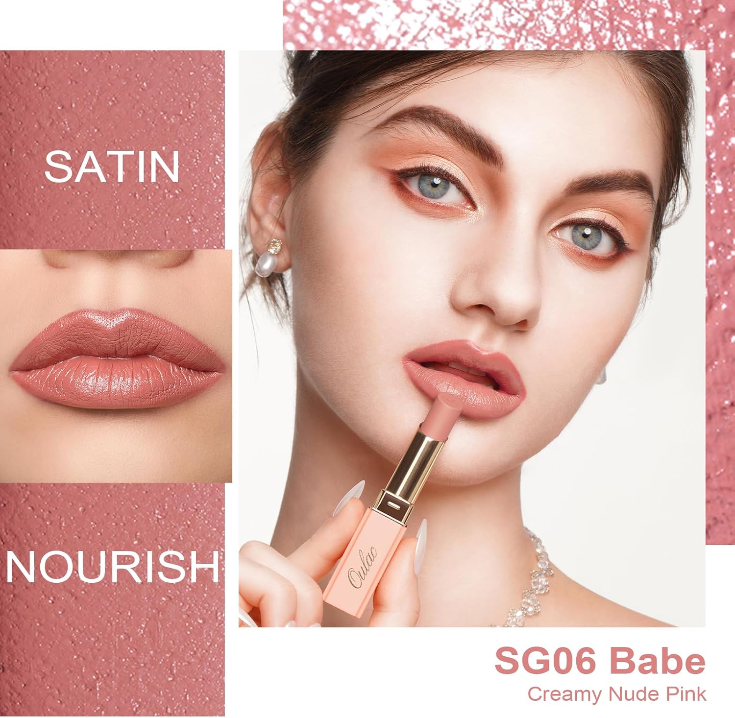Detalle de Oulac Rosa Opaco Rossetto Colore Intenso – Pink Idratante, 4 g (SG06 Babe)