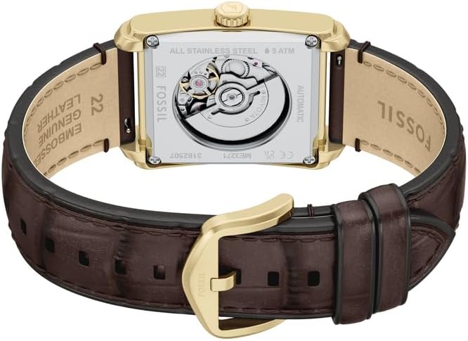 Detalle de Montre automatique Fossil Hommes ME3271 avec bracelet en cuir marron