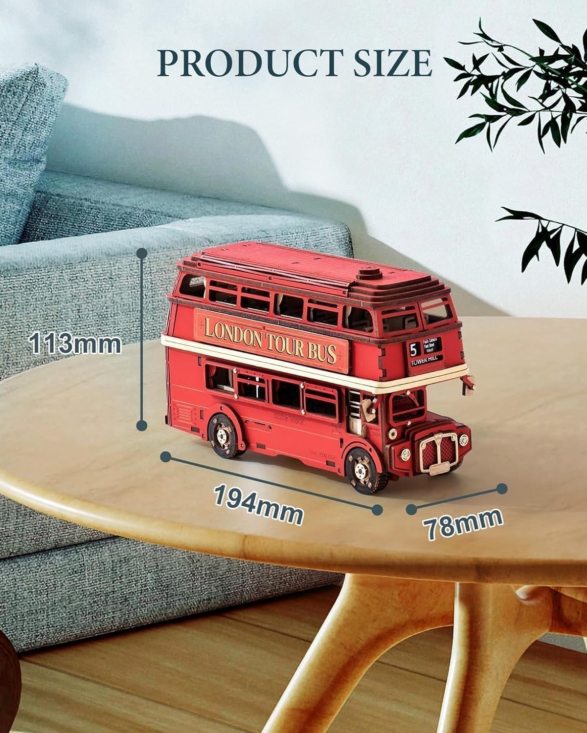 Thumbnail 4 de ROWOOD Puzzle 3D in Legno Bus Turistico Di Londra – Kit da Costruire per Adulti, Regalo Creativo FSC