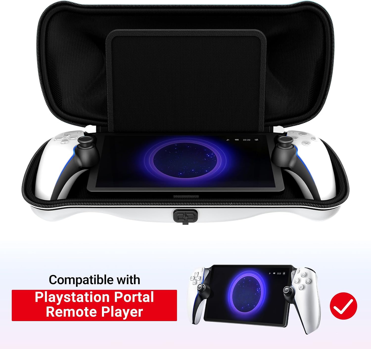 Detalle de iVoler: Custodia rigida con ricarica integrata per PlayStation Portal + 2 Pellicole in vetro temperato