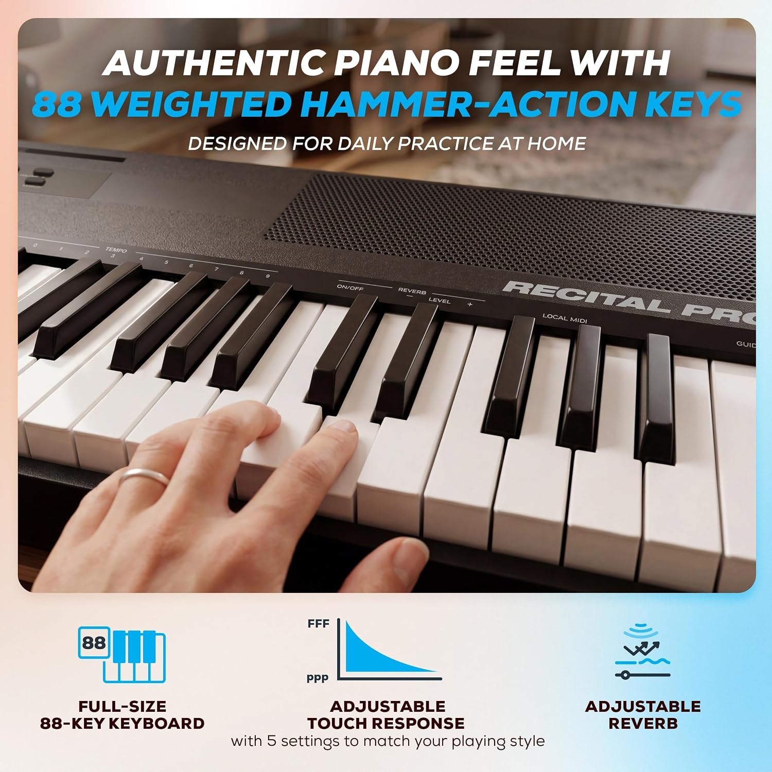 Detalle de Alesis Recital Pro MKII 88-Key Digital Piano with Hammer-Action Keys