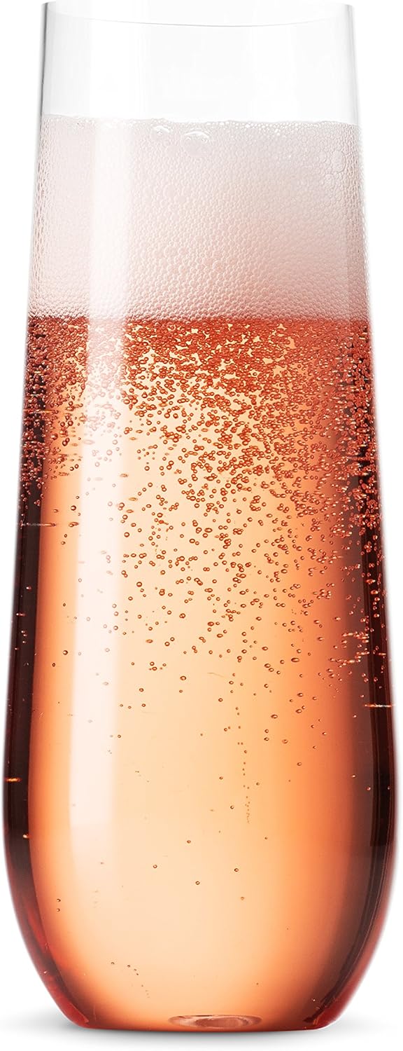 Thumbnail 6 de Munfix 48-Pack Stemless Clear Plastic Champagne Flutes (9 oz) — Disposable, Shatterproof, BPA-Free