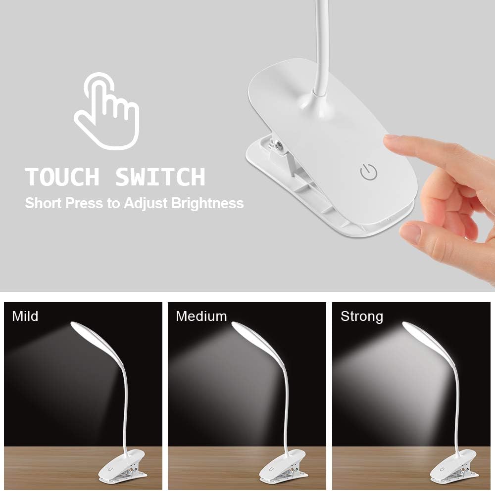 Thumbnail 2 de URAQT Lampada da lettura con pinza e USB ricaricabile (20 LED), braccio flessibile 360°