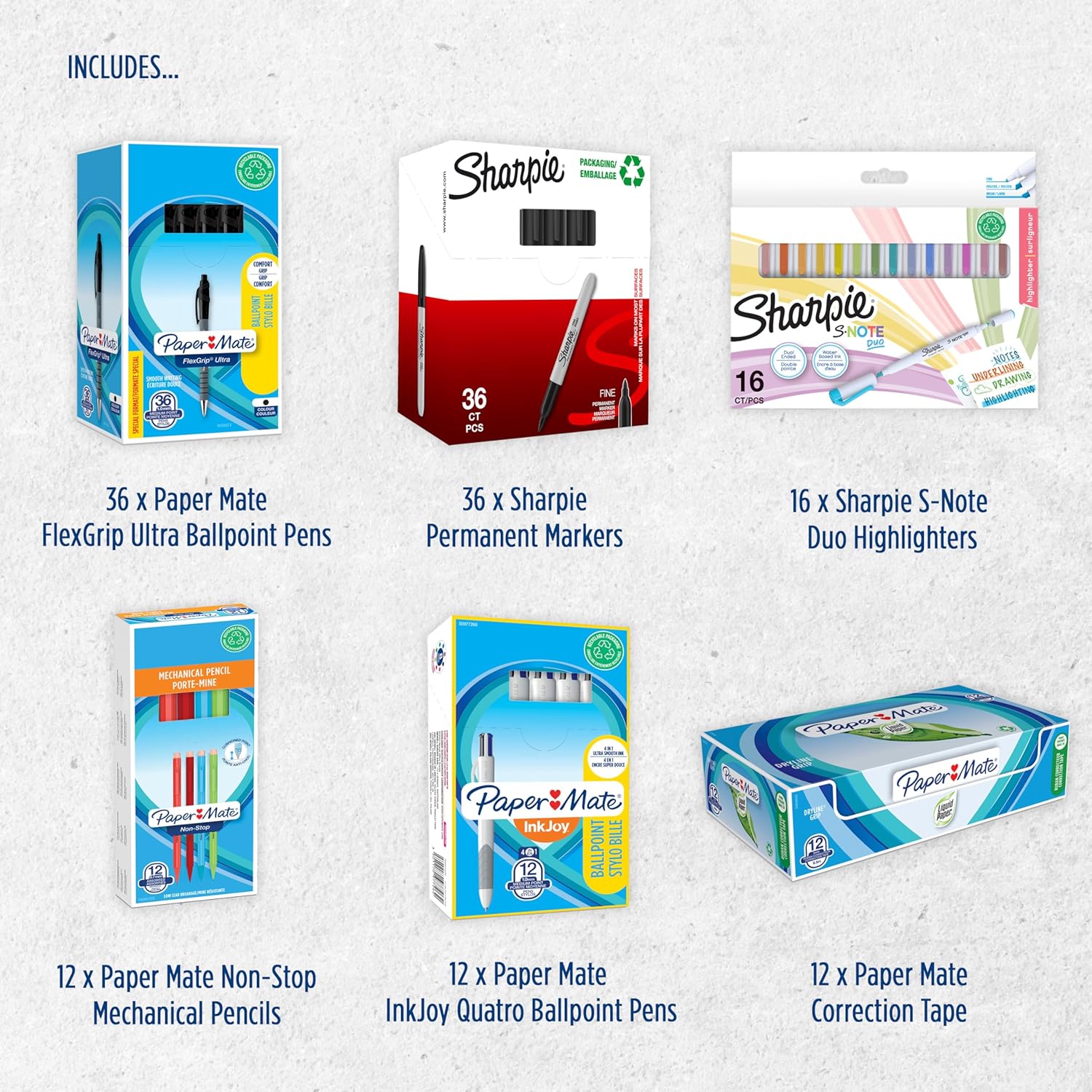 Thumbnail 1 de Sharpie Paper Mate Set de 124, Bolígrafos y Rotuladores ✍️