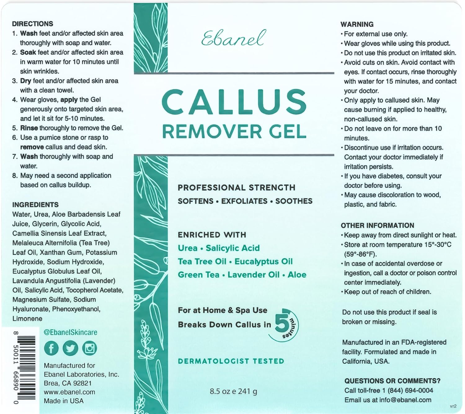 Thumbnail 6 de Ebanel Salon Grade Callus Remover Gel with 20% Urea – Pedicure Gel Peel for Feet, Heels, and Dry Skin