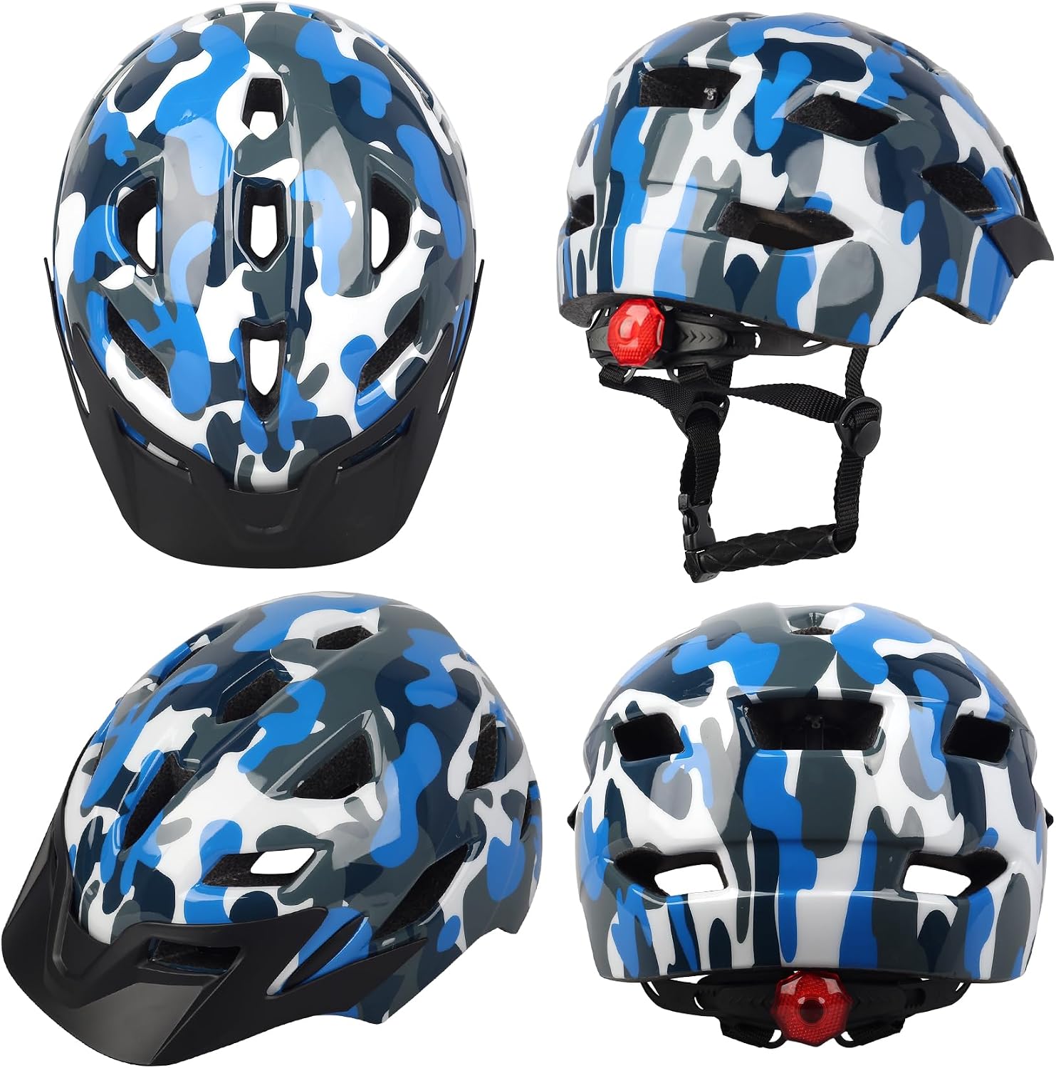 Detalle 2 de Kids Bike Helmet by Bavilk: LED Tail Light, Detachable Visor, and Multi-Sport Versatility
