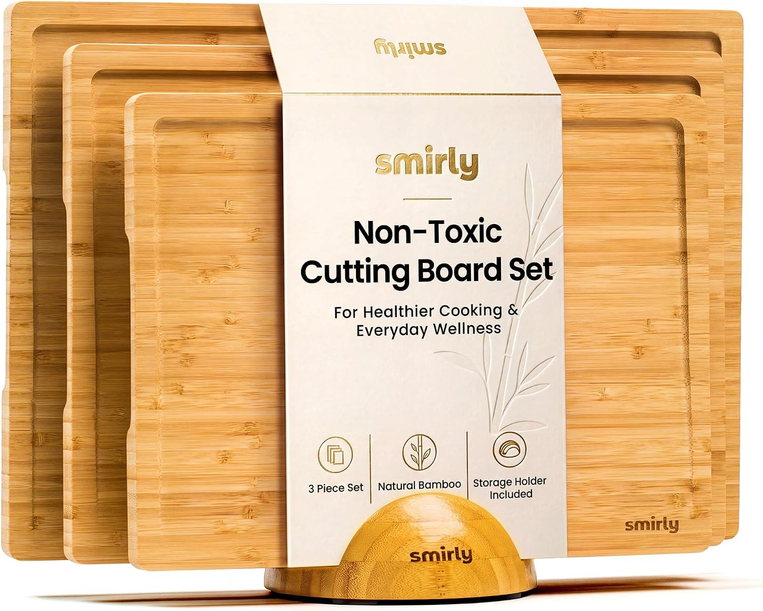Detalle de SMIRLY Bamboo Cutting Board Set with Holder