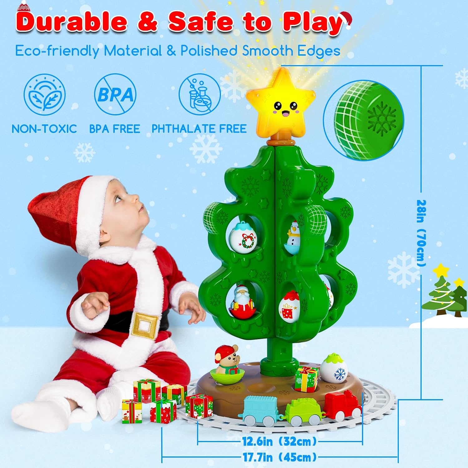 Detalle 2 de Surelect 988-838A1 Christmas Tree Toy with Musical Light-Up Star and Train