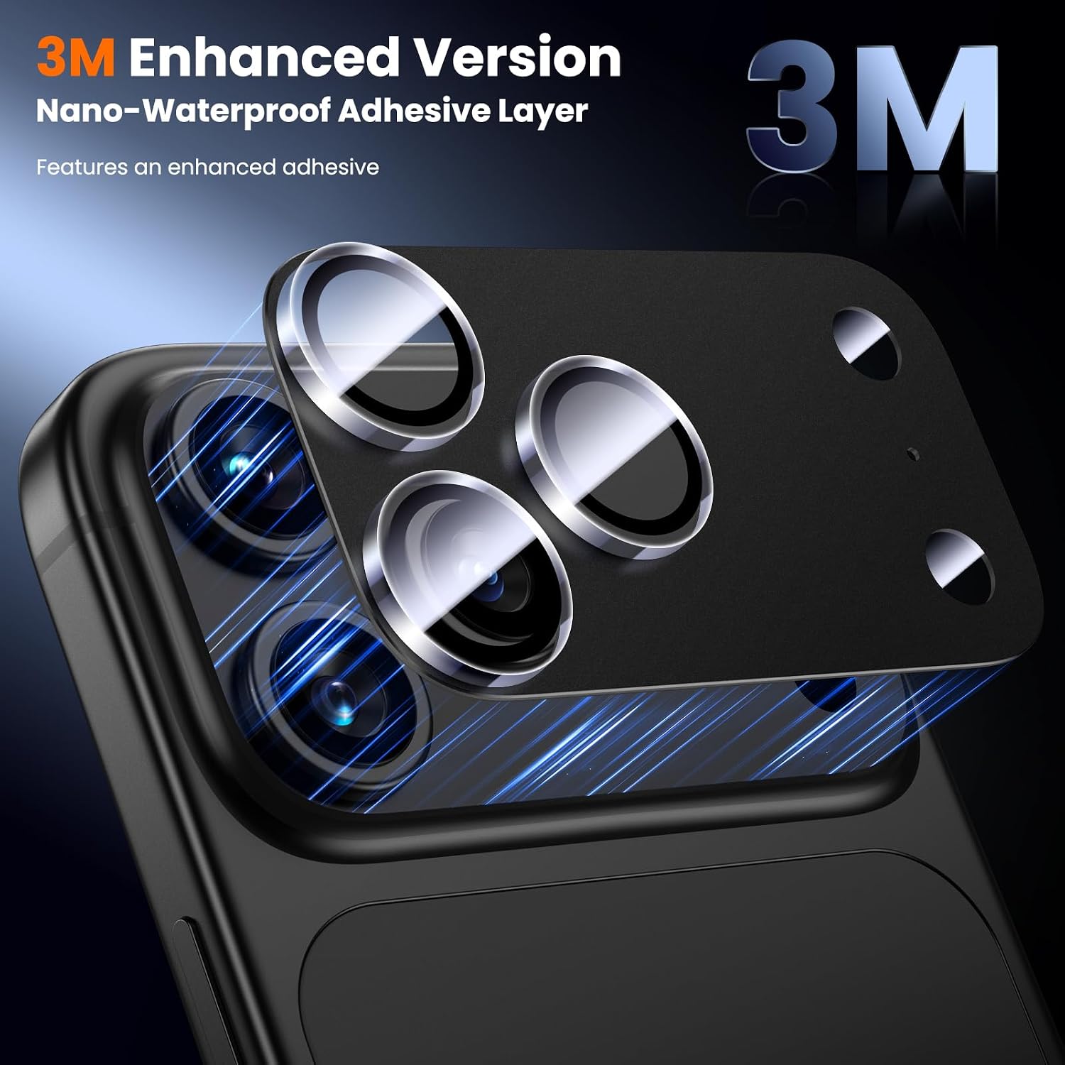 Detalle 1 de UniqueMe iPhone 18 Pro Max Camera Lens Protector, 3-Pack, All Black