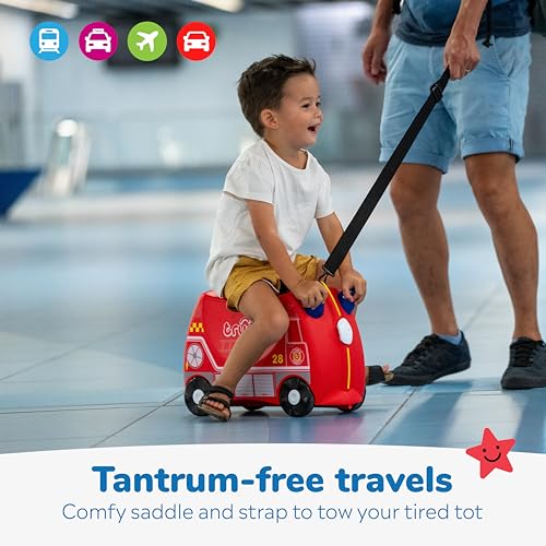 Detalle de Trunki Frank Fire Engine Ride-On Suitcase for Kids (Red)