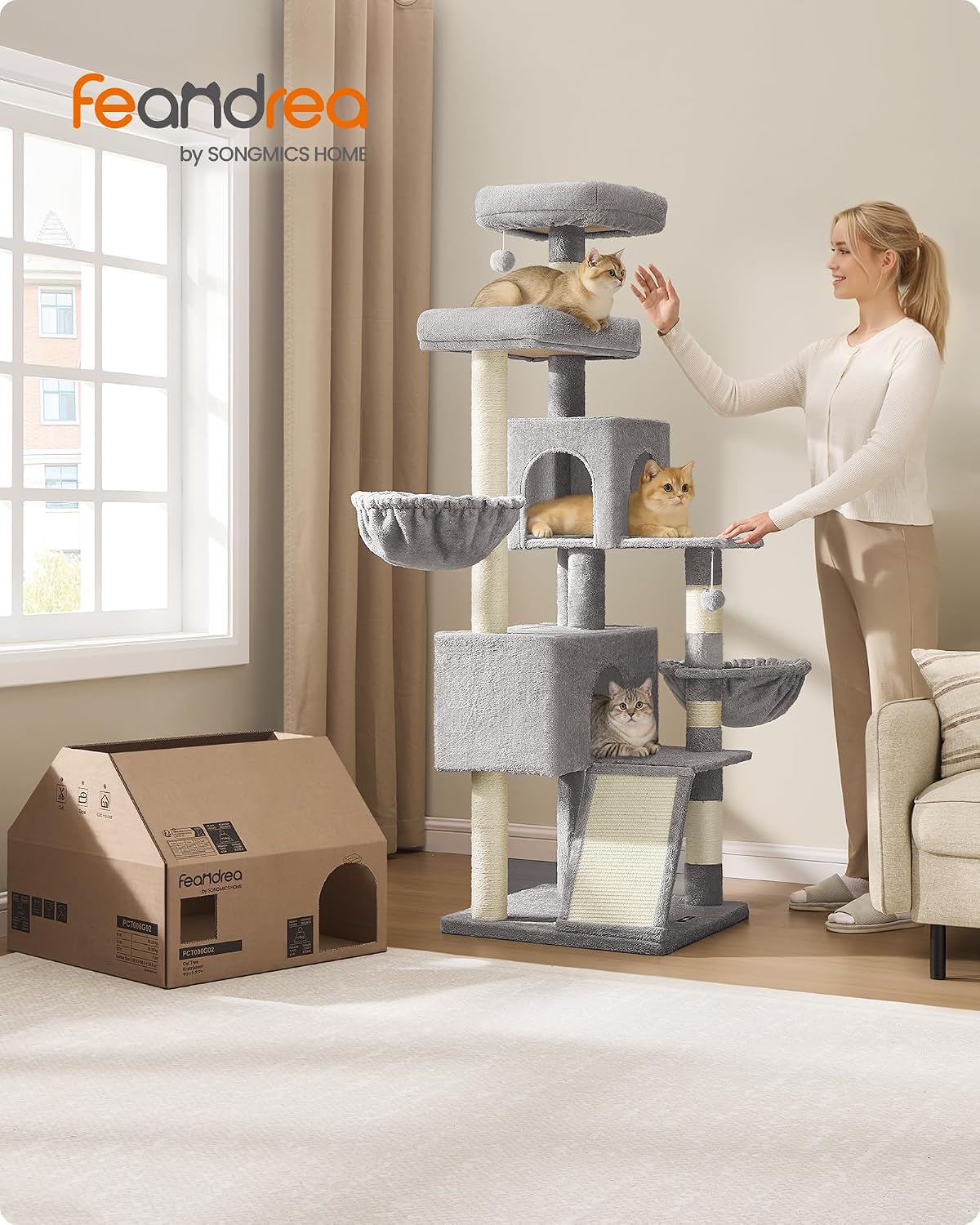 Thumbnail 1 de Feandrea PCT006G01 large cat tree, 174 cm, double condo and sisal posts