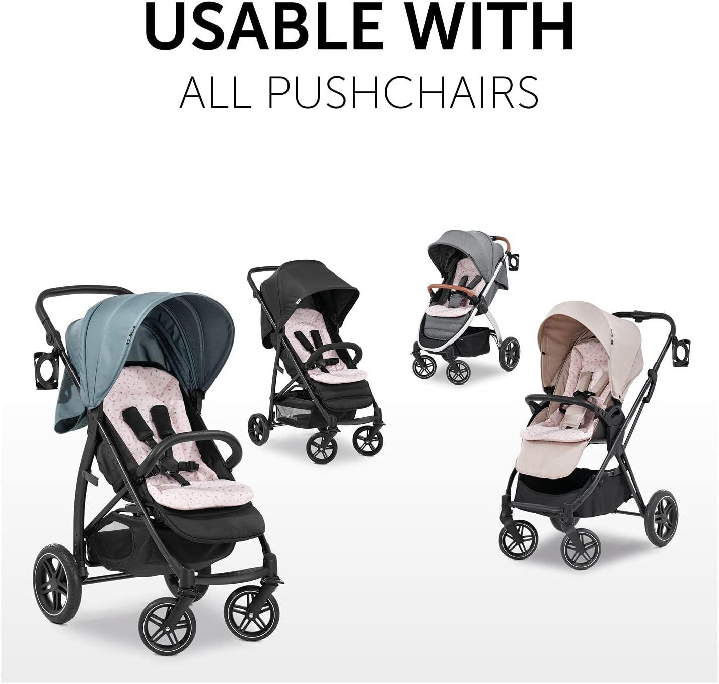 Detalle 2 de hauck Padded Pushchair Liner, Flowers Rose — Universal Fit with Breathable Cotton