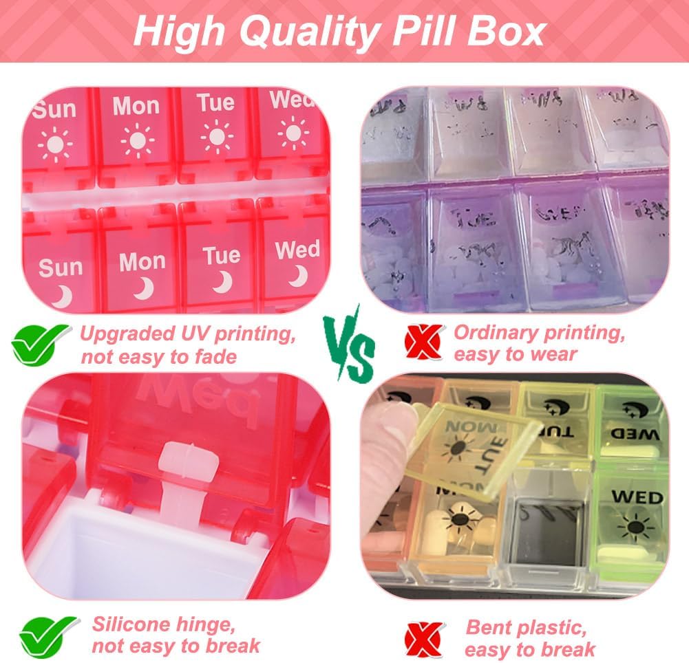 Thumbnail 5 de Shintop 7-Day Pill Organizer, AM/PM Compartments with Push-Button Lids