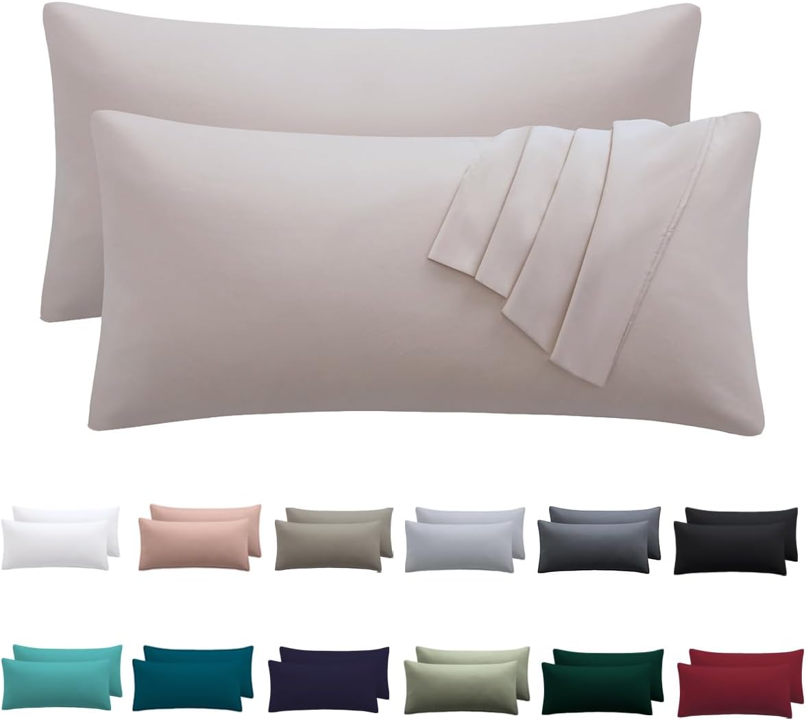 Detalle de Nesture 40 x 80 Kissenbezug 2er-Set – kopfkissenbezug 40x80 cm, Beige, 100% Mikrofaser mit Reißverschluss