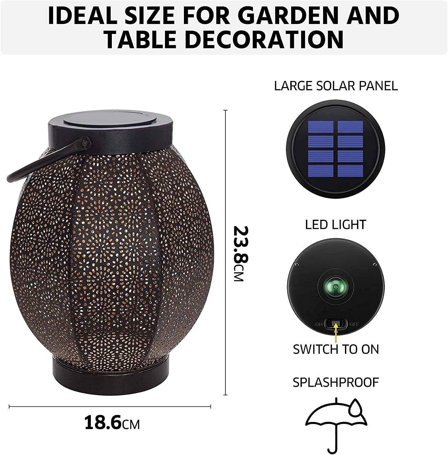 Thumbnail 6 de Gadgy GG0898 solcellslykta i metall med orientaliskt mönster