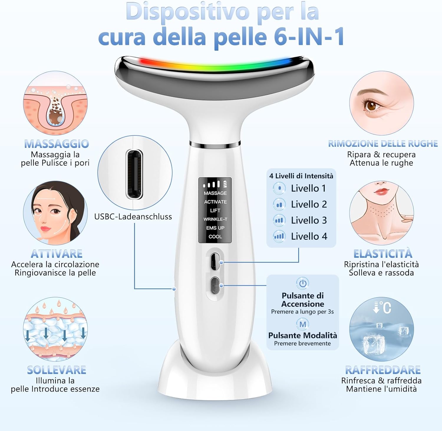 Thumbnail 1 de Massaggiatore Viso Lifting 6 modalità 45°C