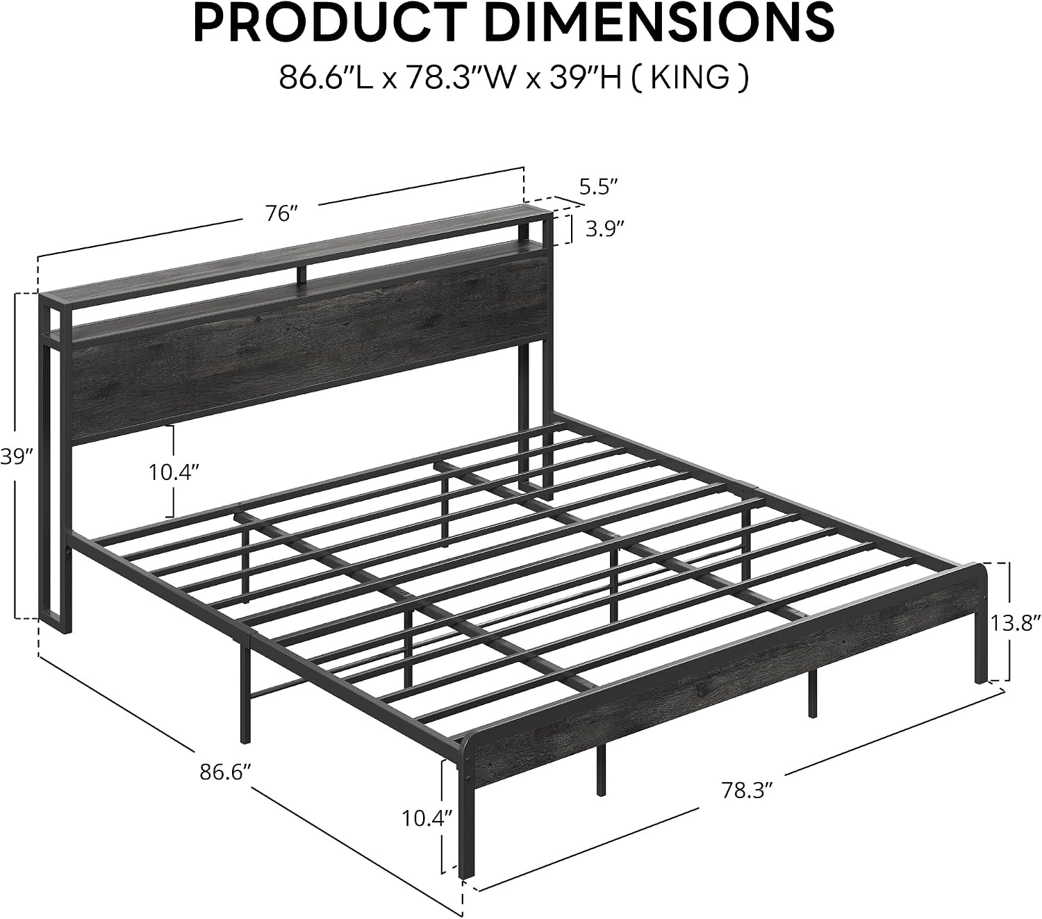 Detalle de LIKIMIO King Bed Frame, King Size