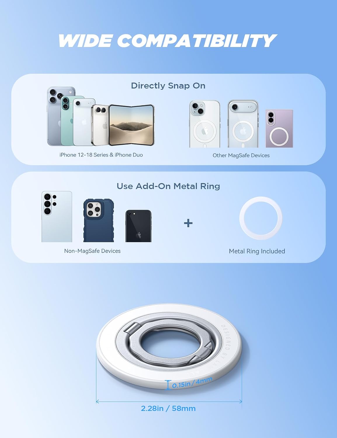 Thumbnail 6 de Lamicall Magnetic Phone Ring Grip 4mm Slim