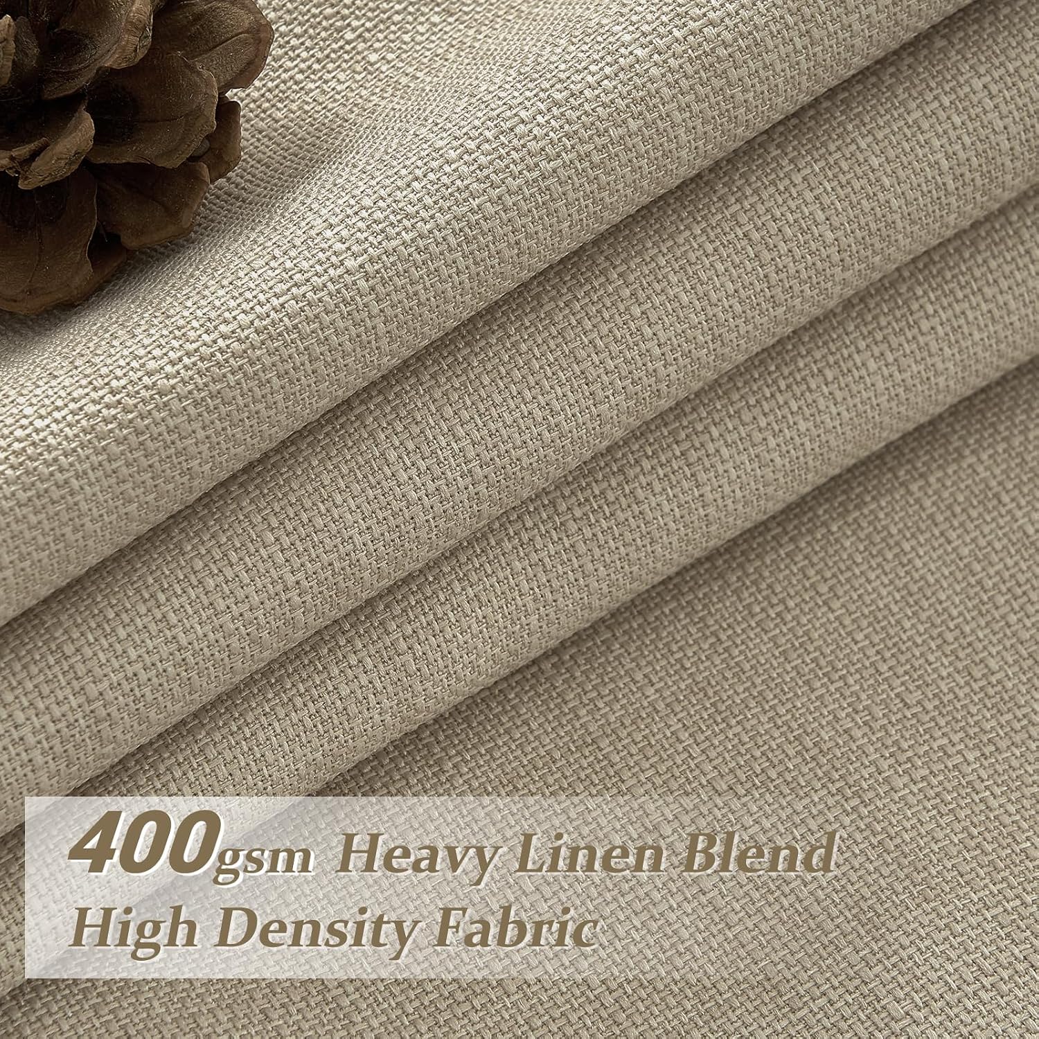Detalle 1 de LuxuNap Pinch Pleated Linen Blackout Curtains, 40 x 120 in, 2 Panels