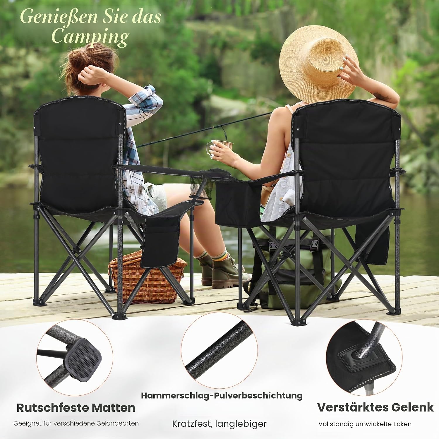 Thumbnail 2 de High Point Sports Campingstuhl XXL Faltstuhl 200 kg