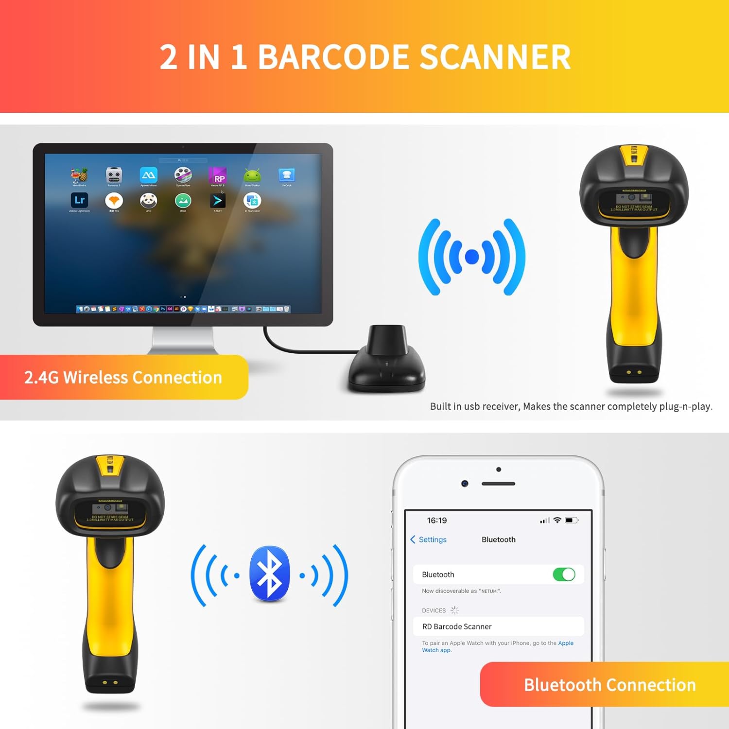 Thumbnail 4 de NETUM NT-1202W Lecteur Code-Barres 2D/1D Bluetooth