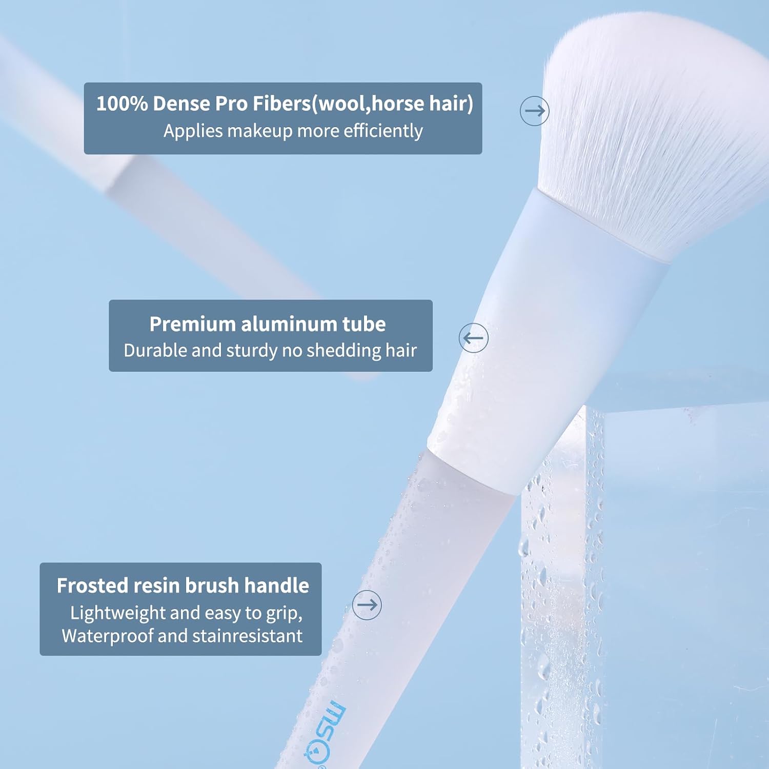 Detalle de MSQ Makeup Brush Set, 10 Pieces with Dual-Fibre Bristles and Carrying Bag