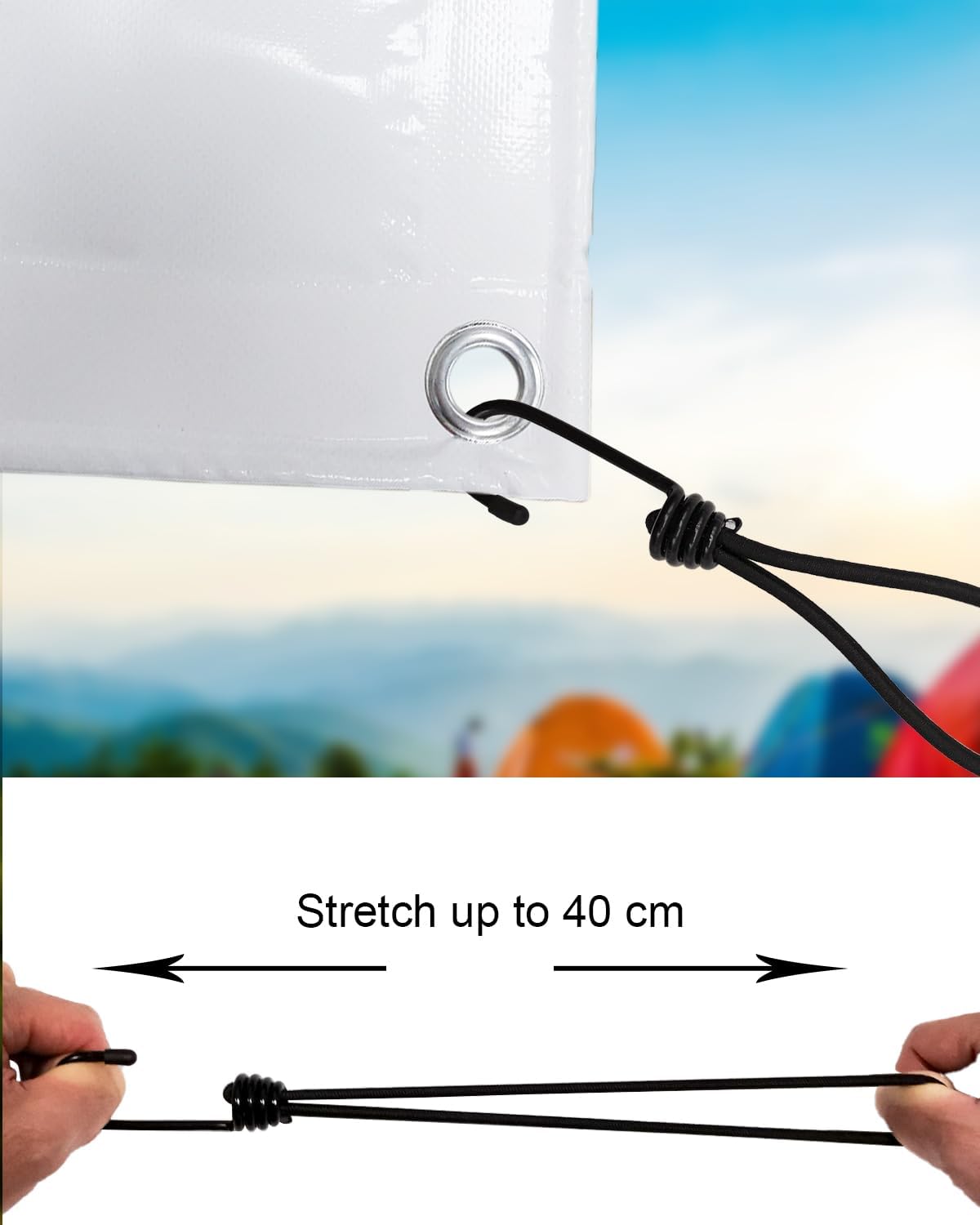 Thumbnail 2 de BINCKIN Spanngummi mit Haken, 20 cm (12 Stück) – Gummispanner für Planen, Netze & Poolabdeckung