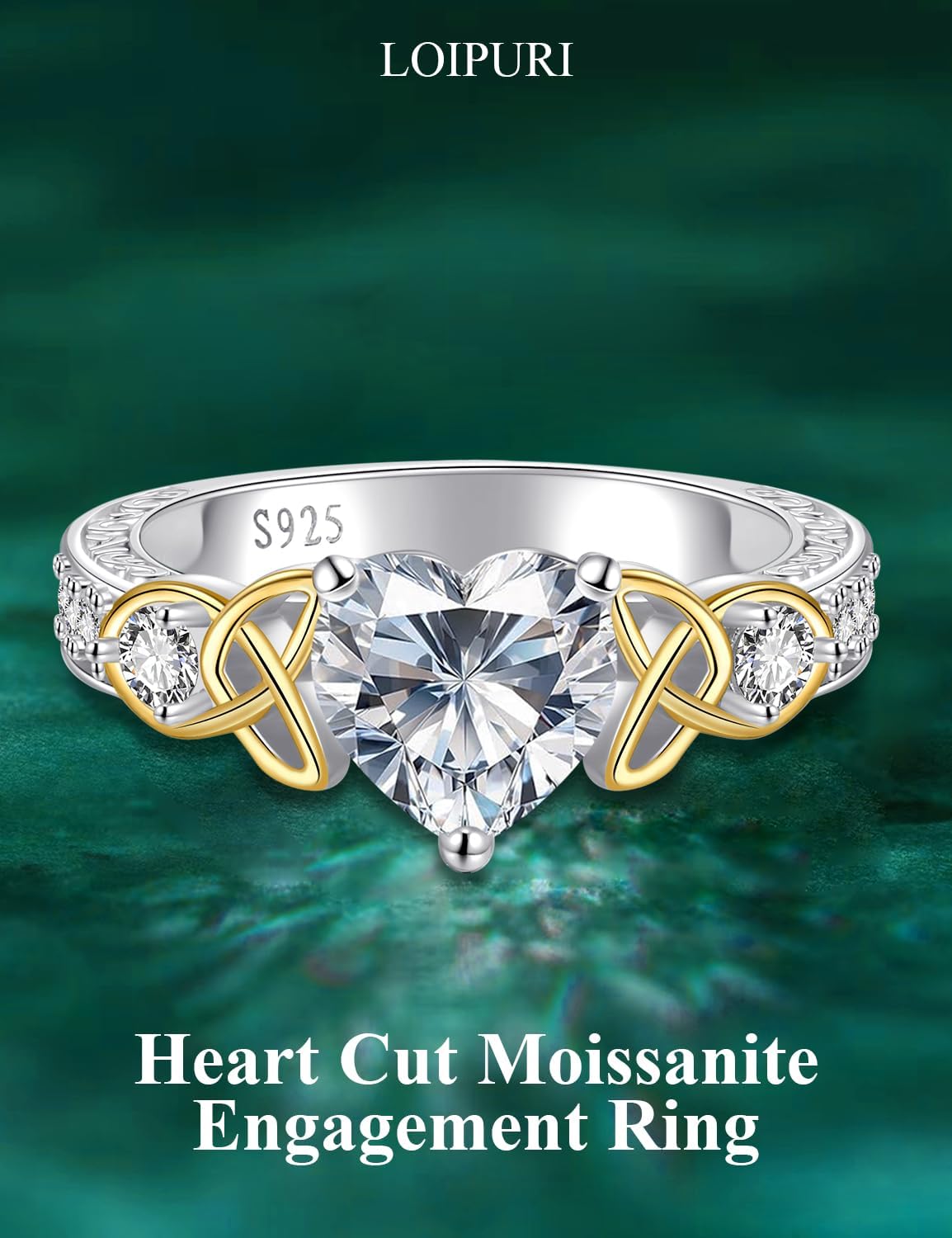 Detalle 2 de LOIPURI Moissanite 2CT Heart Promise Ring 💍