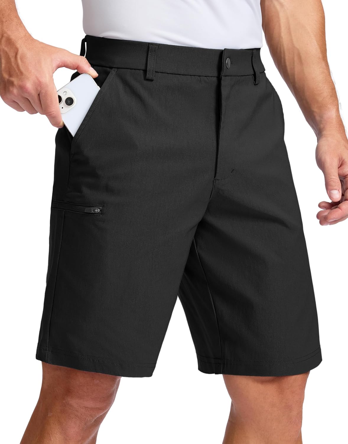 Detalle de Pudolla Men's Casual Shorts 7/9 Inch Golf Shorts Stretch Dress Work Shorts