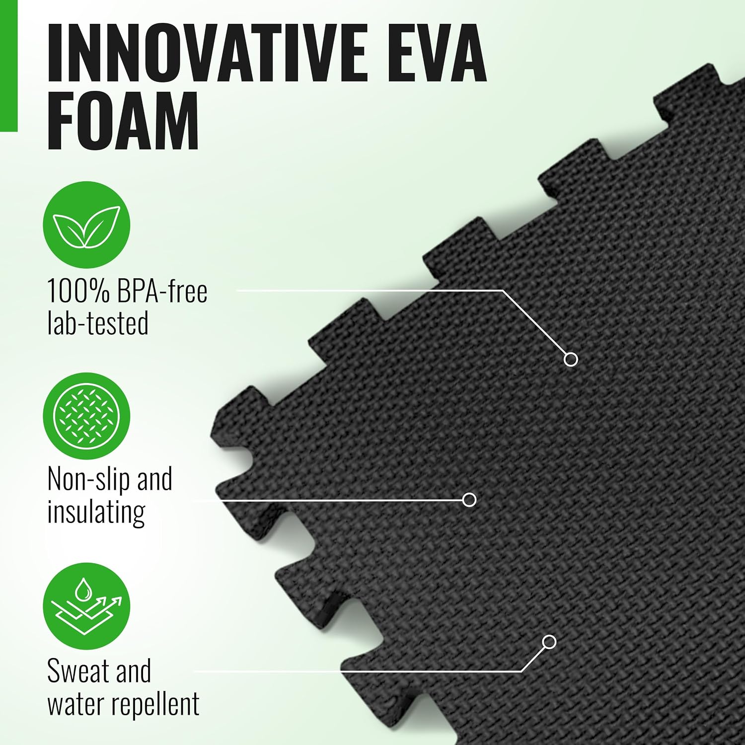 Detalle 2 de AthleticPro 60 x 60 cm Interlocking Gym Mats, 1.2 cm Thick, 8-Piece Set