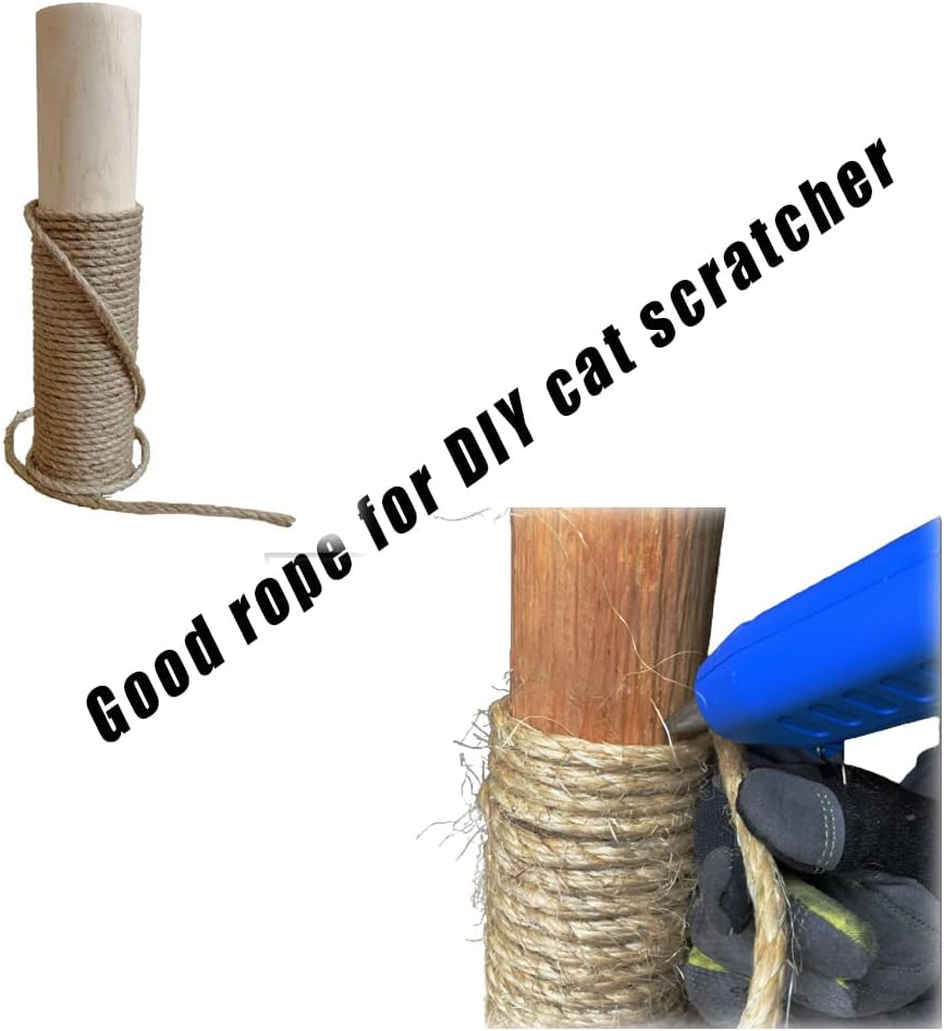 Detalle de SGAVAHSG Sisal Rope Cat Scratcher: 33 ft DIY Replacement for Cat Trees (SR01-Brown10M)