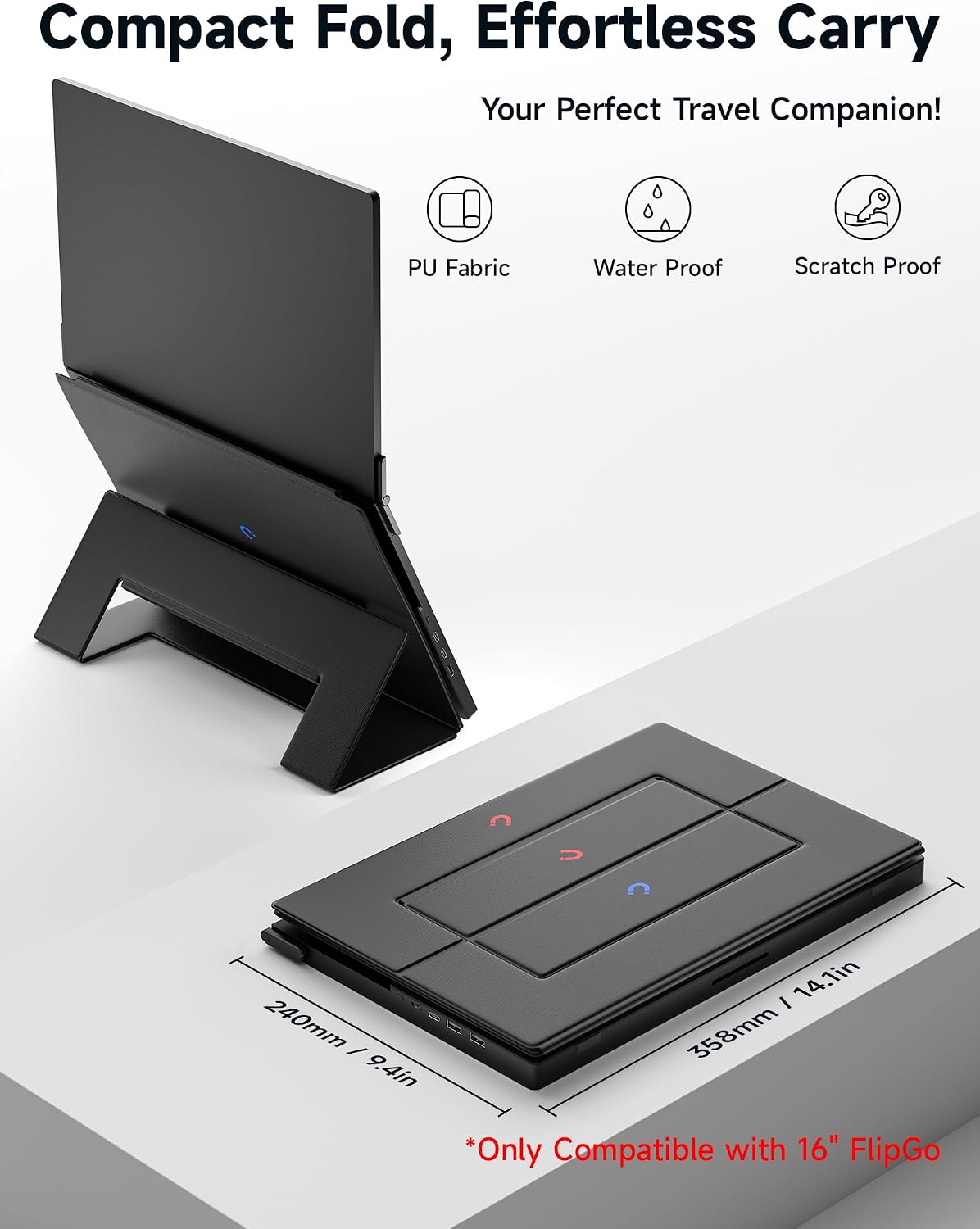 Detalle de JSAUX Leather Stand for FlipGo 16" Portable Monitor