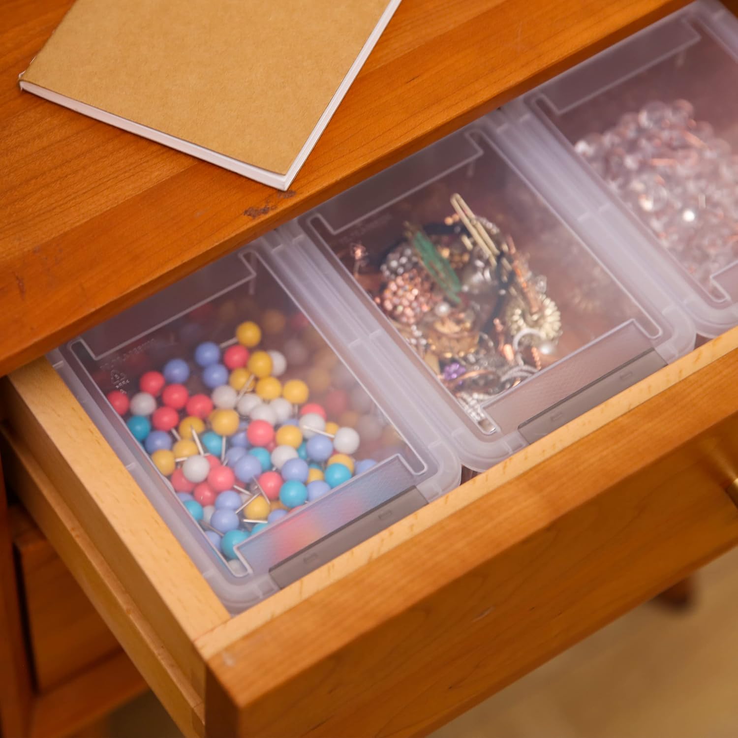 Detalle de Citylife 8-Pack Clear Plastic Bead Organizers, 0.53-Quart with Latching Lids