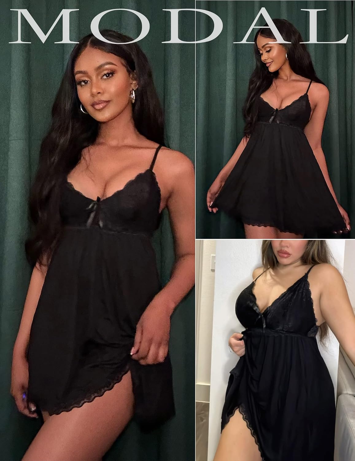 Detalle 2 de Avidlove Women's Lace V-Neck Chemise with Adjustable Straps