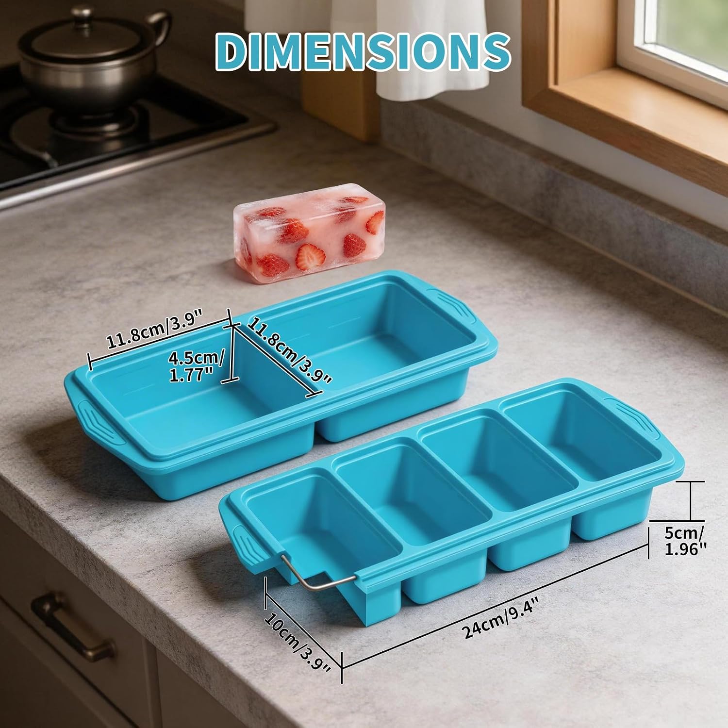 Thumbnail 5 de Souper Cubes: Silicone Freezer Moulds with Lids, 4-Compartment 1L Containers