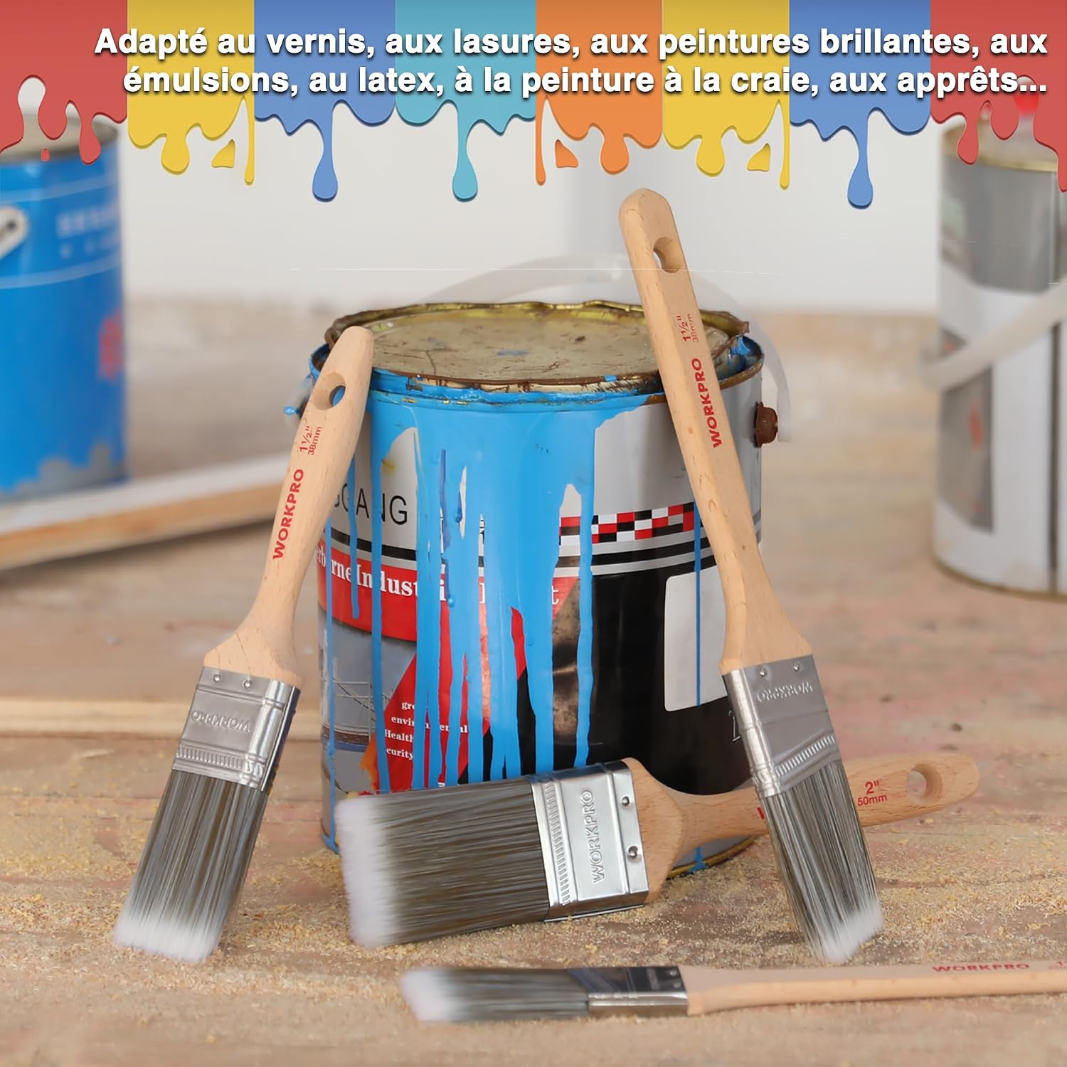 Thumbnail 5 de WORKPRO pinceaux à peinture professionnelles 4 pcs