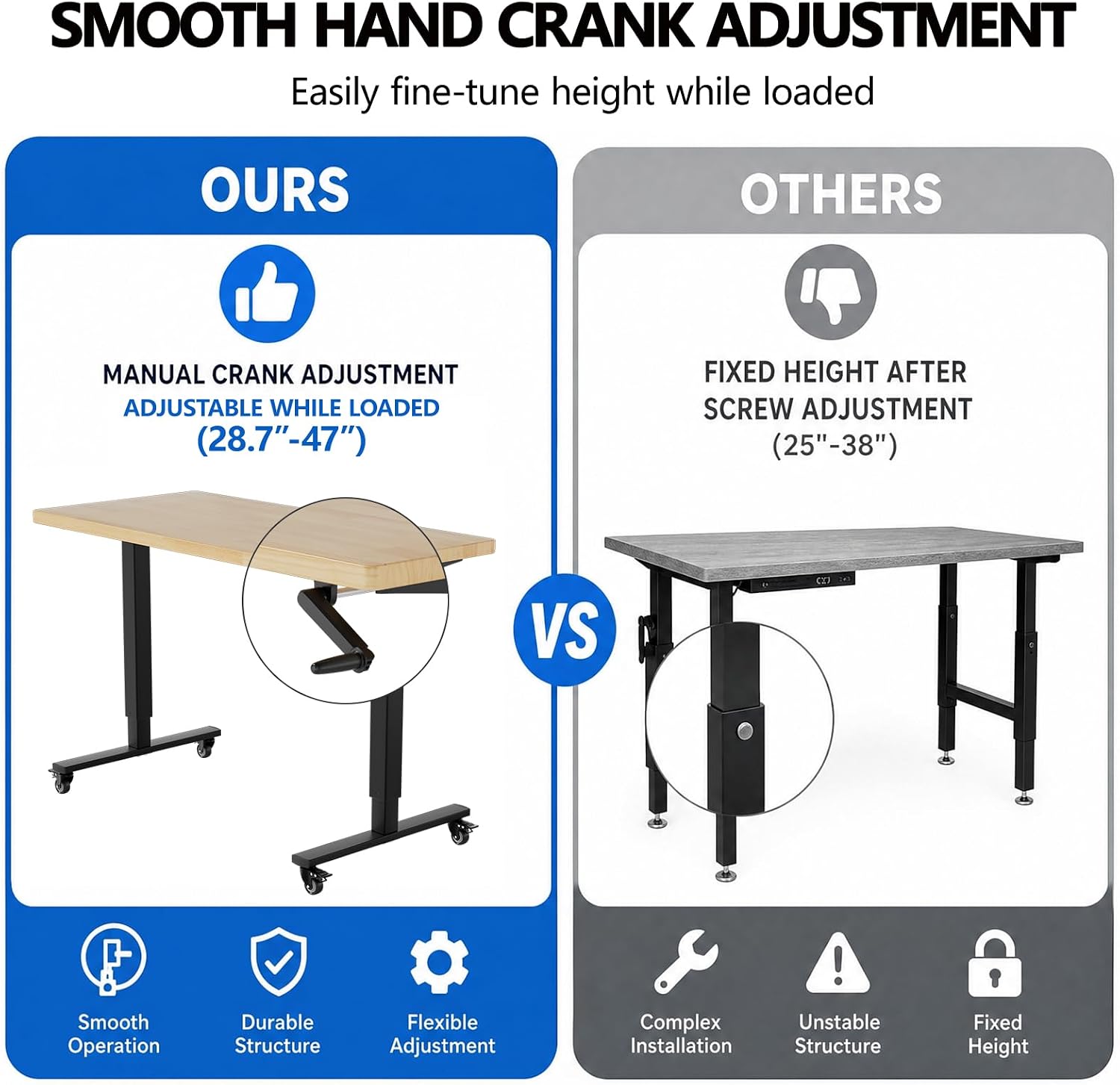 Detalle de Adjustable-Height Workbench with Wood Top