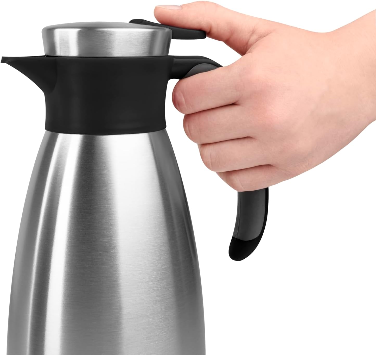 Detalle de Emsa Soft Grip Isolierkanne 1,5 L – Edelstahl, auslaufsicher, rutschfester Griff