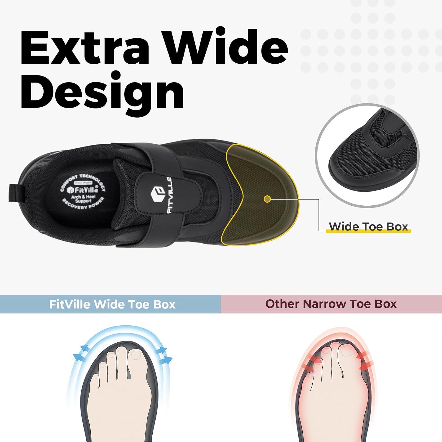 Thumbnail 1 de FitVille Extra Weit Schuhe mit Klettverschluss