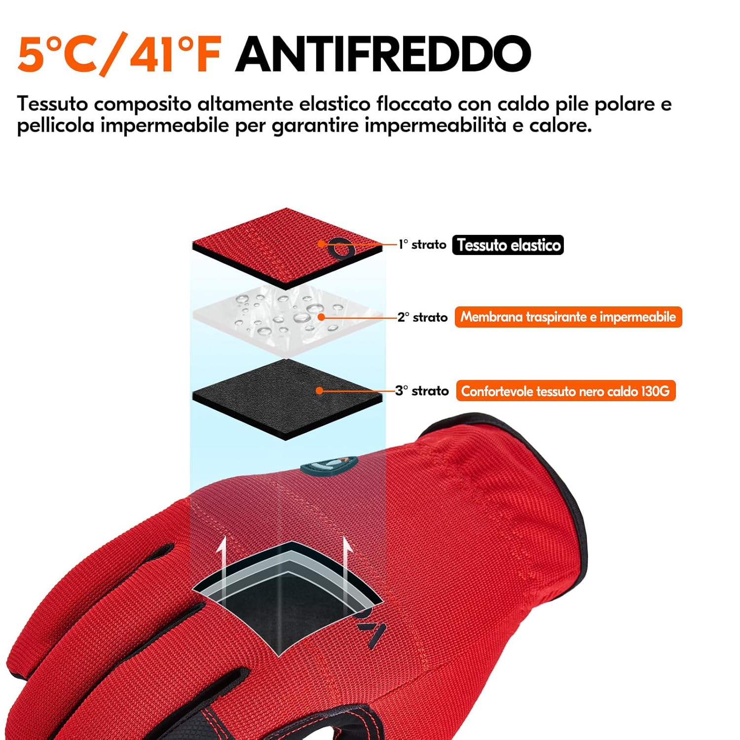 Thumbnail 1 de Vgo... Guanti da lavoro invernali impermeabili con touchscreen, termici (1 paio) – per edilizia, magazzino e giardinaggio