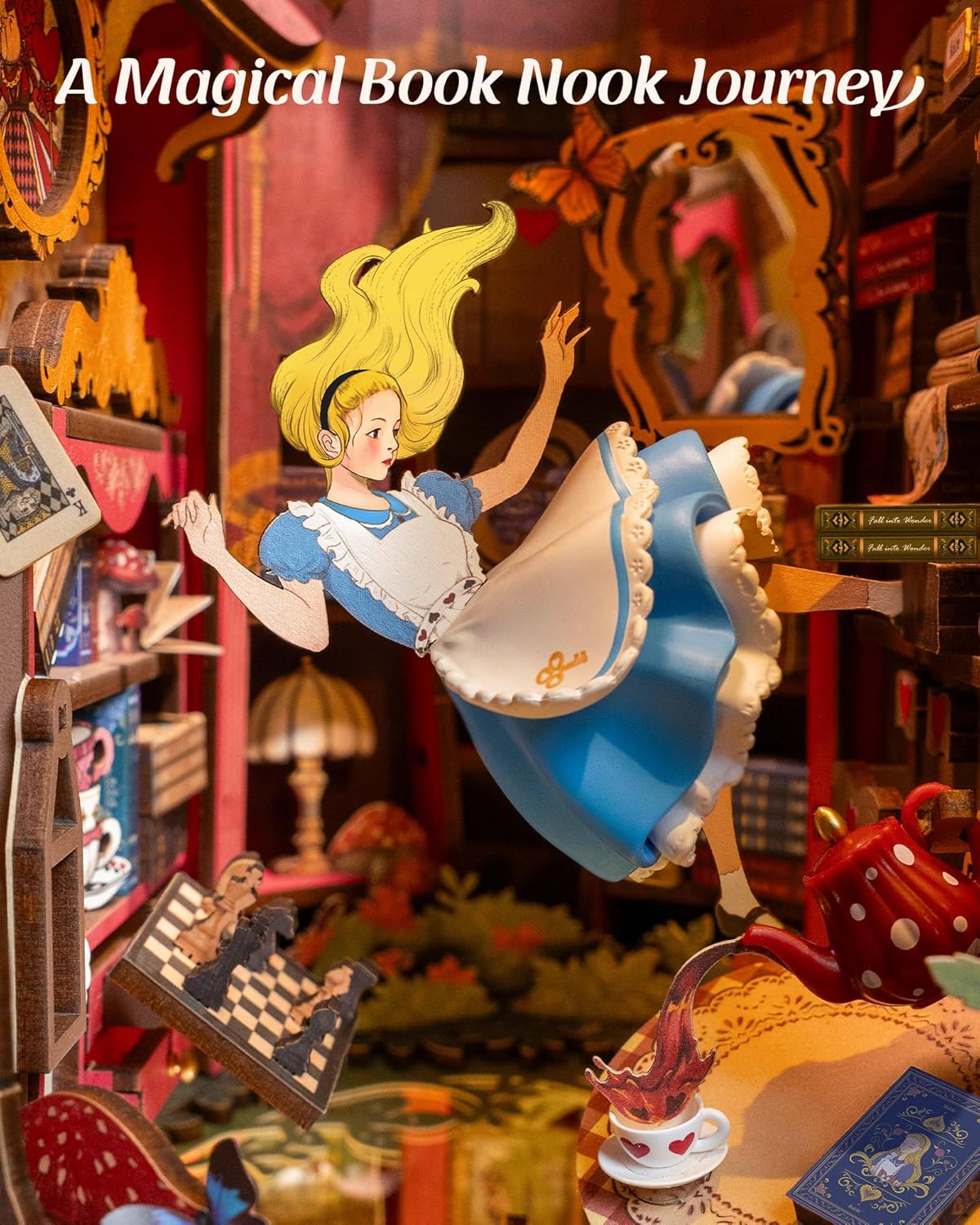 Thumbnail 1 de ROBOTIME Book Nook Booknook in Legno “Fall into Wonder” – diorama fai-da-te con luci, stile fiaba
