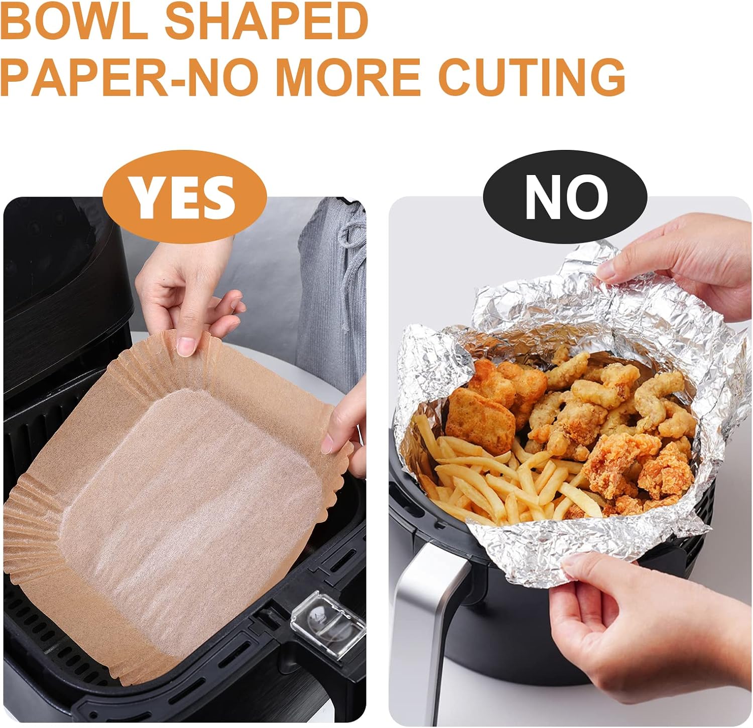 Detalle de AiQInu Carta forno per friggitrice ad aria (100 pezzi) quadrata antiaderente, BPA free, fino a 220°C