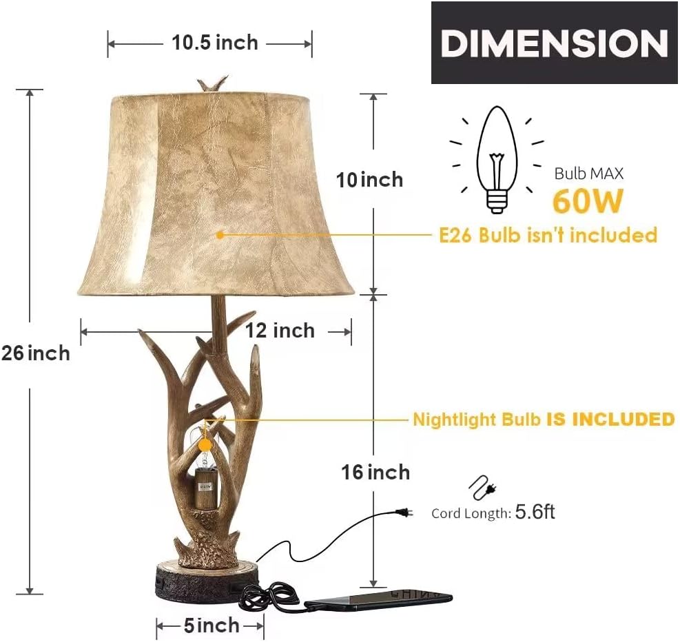 Detalle 2 de Dungoo Rustic Table Lamp Set, 26