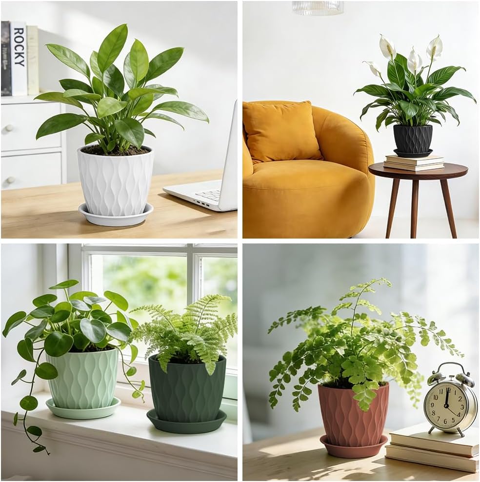 Thumbnail 6 de vsshe U10-LYCHPHS251021-FBA kunststof bloempotten, set van 6, zwart, 15,2 cm