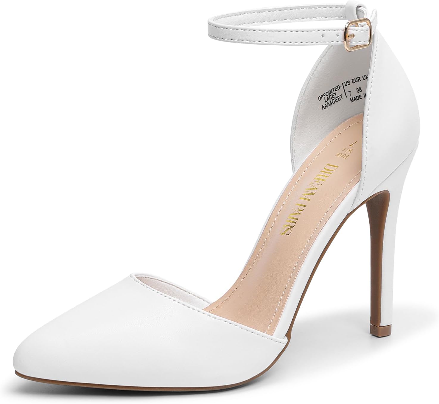 Detalle de DREAM PAIRS Escarpins femme à bout pointu et talons aiguilles 10 cm avec bride cheville