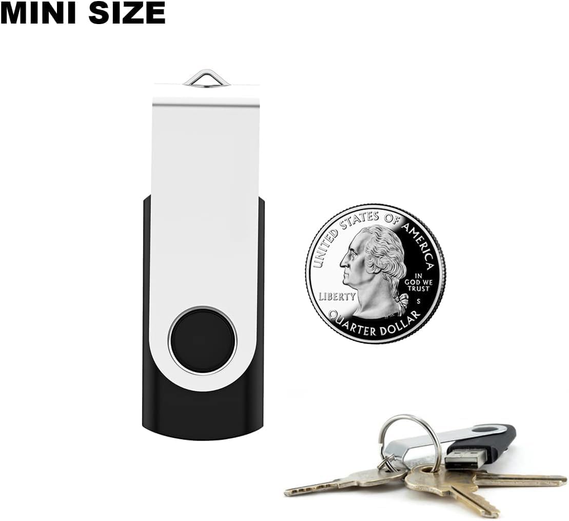 Thumbnail 4 de 2 Pack 8GB USB 2.0 Flash Drives with Swivel Design (Black)