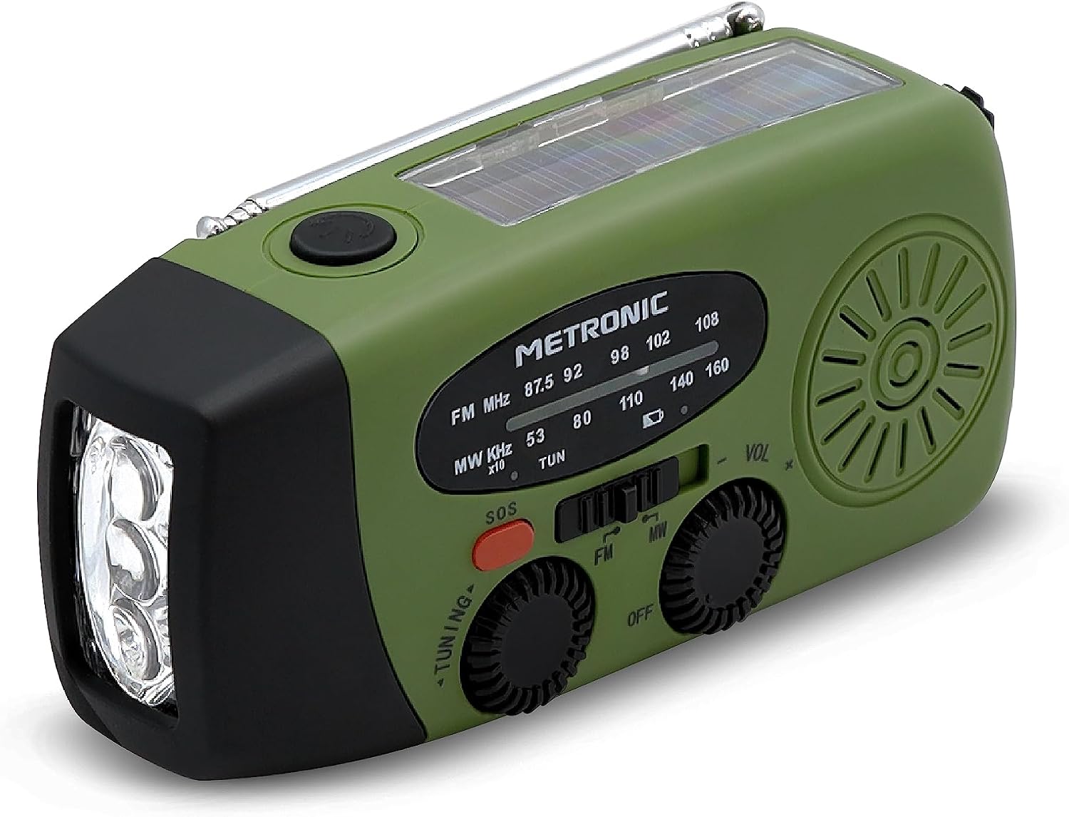 Detalle de Metronic 477216 Petite Radio FM Solaire Portable – 2000mAh, SOS et LED pour Camping