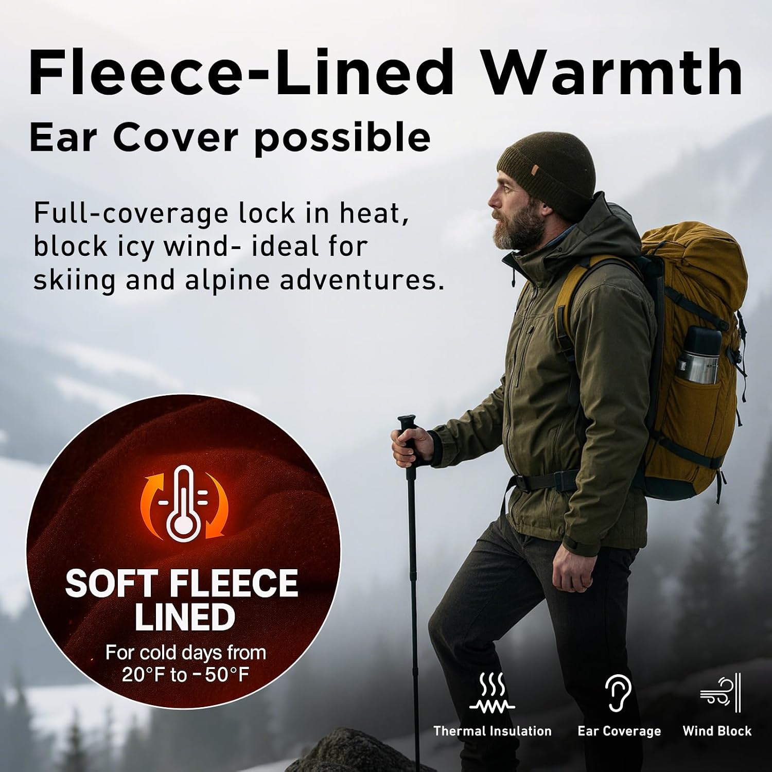 Thumbnail 2 de TOP-EX PolarWool Oversized Merino Wool Beanie 3 Sizes