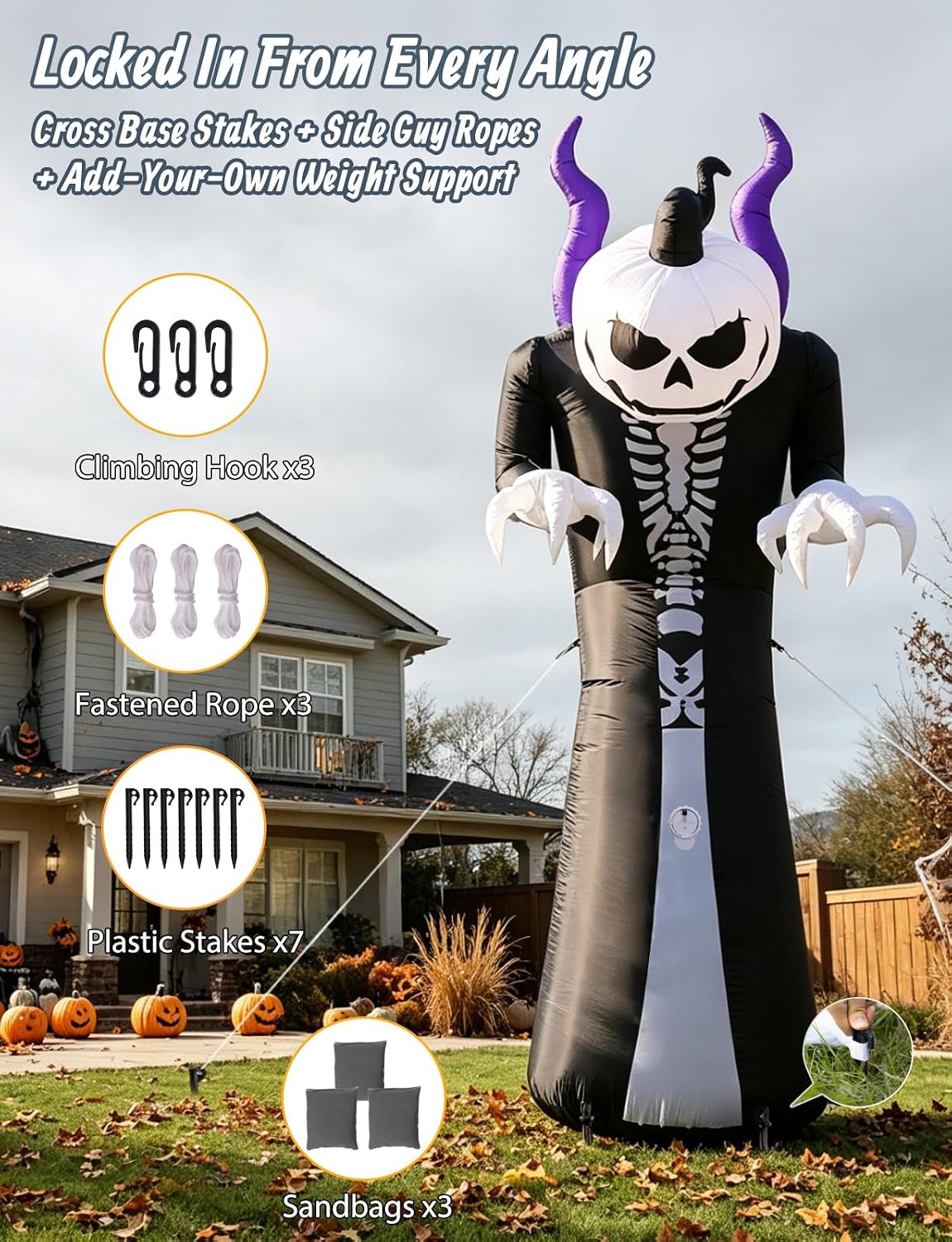 Thumbnail 6 de Elegear LE-CO-0020-US 10FT Grim Reaper Halloween Inflatable with Motion-Activated Scream