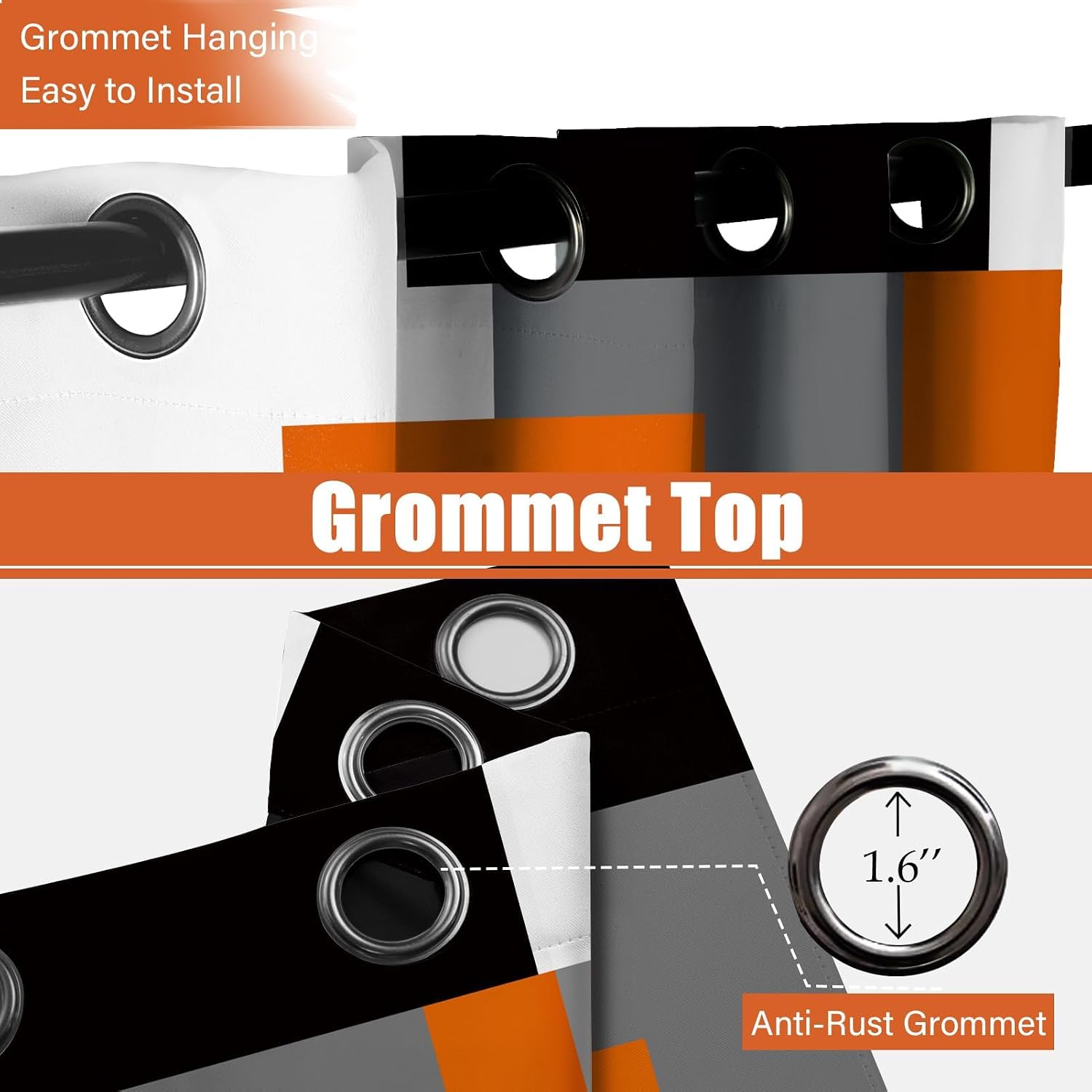 Thumbnail 6 de Tyrot Orange Blackout Curtains, 52 x 84-Inch Panels, Thermal Insulation